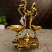 Brass Two Face Diya With Peacock – 7”