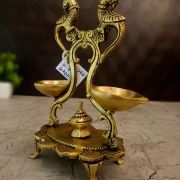 Brass Two Face Diya With Peacock – 7”