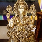 Brass Big Lotus Ganesha Idol 21”
