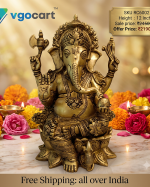 Brass SF Lotus Ganesha Idol 12”