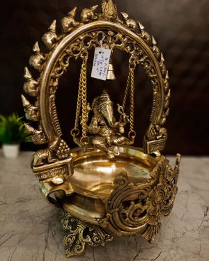 Brass Ganesh Uruli 17 ”