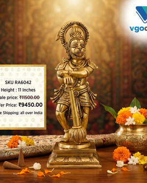 Brass Hanuman Standing Idol – 11”