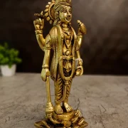 Brass Vishnu Standing On Lotus Idol 9″