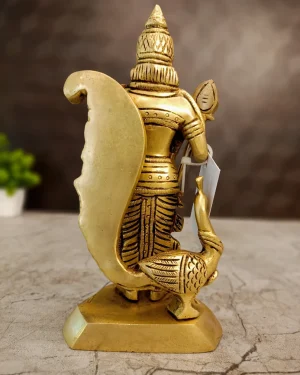 Brass Murugan With Peacock Idol 7″