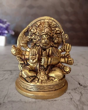 Brass Fine art Panchamuga Hanuman Idol 3.5″