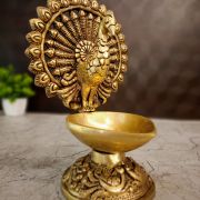 Brass Single Face Peacock Diya – 9”