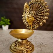 Brass Single Face Peacock Diya – 9”