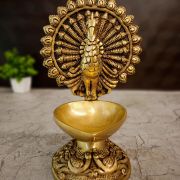 Brass Single Face Peacock Diya – 9”