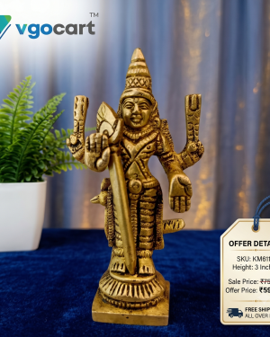 Brass Small Murugan Idol 3”