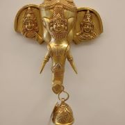 Brass Elephant Face With Perumal Wall Mount – 12”