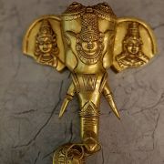 Brass Elephant Face With Perumal Wall Mount – 12”