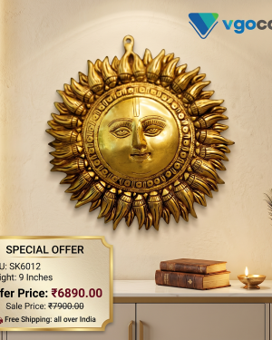 Brass Sun Face Wall Mount – 9”