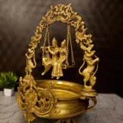 Brass Radha Krishna Uruli Golden Finish 20”